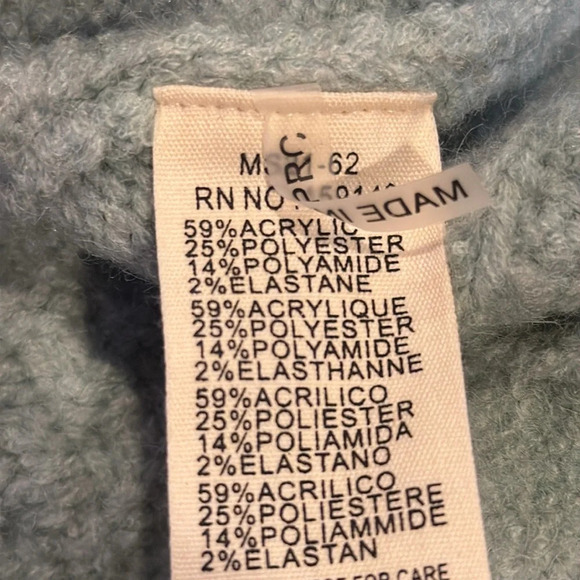 FRNCH Women’s Large Cable Knit Sweater Open Back Crewneck Mint - Picture 7 of 7